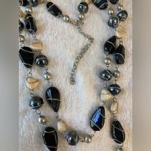 Vintage Wired Natural Stones 48”‎ Long Necklace